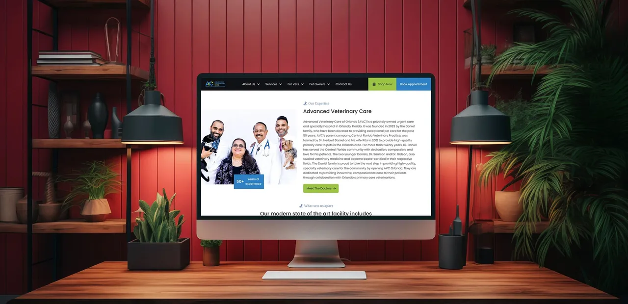 Advanced Veterinary Care website design showcase